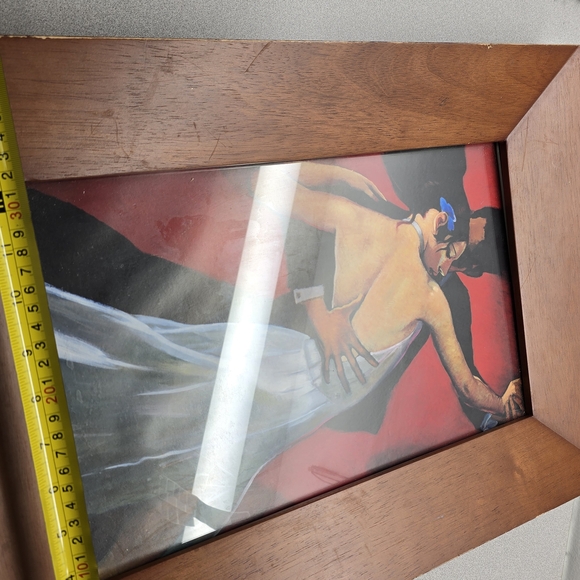 Vintage Framed Art Tango Dance Couple Red Background 16x12 - Picture 3 of 5